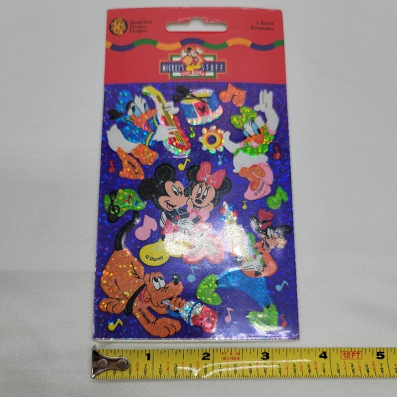 Mickey Donald Goofy Playing Musical Instruments Prismatic Stickers SEALED - Picture 4 of 4